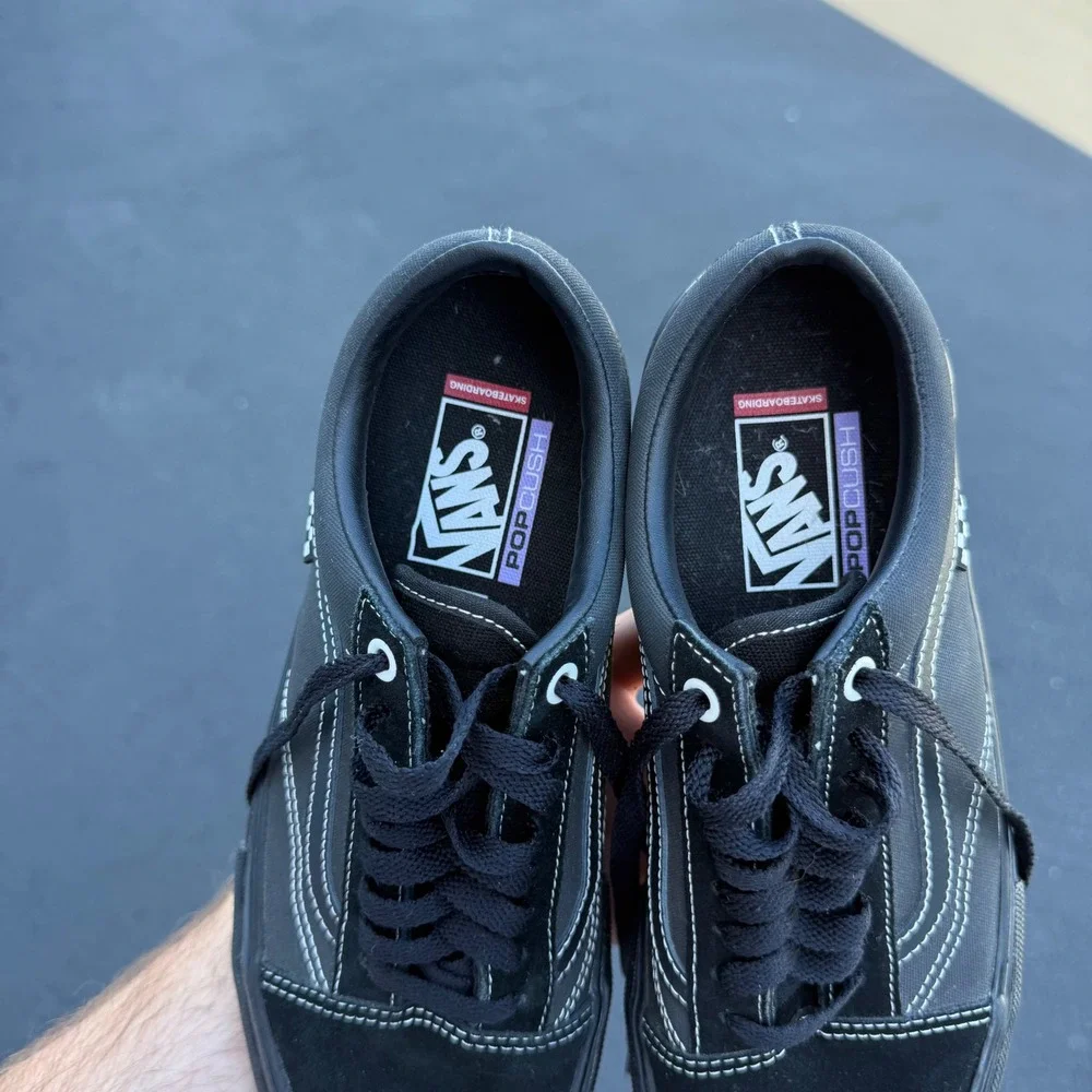 Vans Skate Old Skool Black‎ Black White Stitching PopCush Mens 9 Sneakers